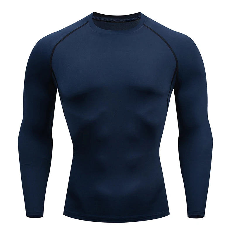 Camiseta de compresión para correr para hombre, camisa deportiva de manga apretado largo para entrenamiento, Jogging, ropa deportiva para gimnasio, ajuste seco, Rashgard
