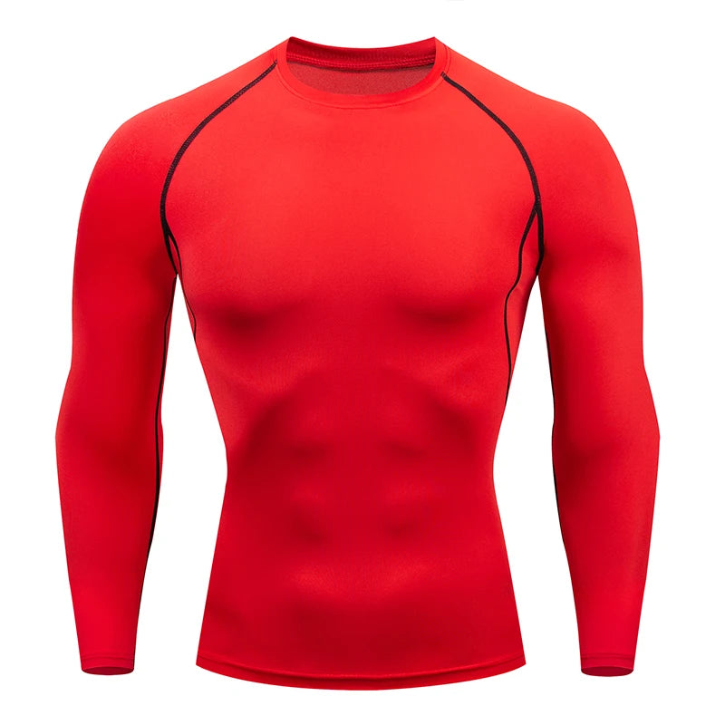Camiseta de compresión para correr para hombre, camisa deportiva de manga apretado largo para entrenamiento, Jogging, ropa deportiva para gimnasio, ajuste seco, Rashgard