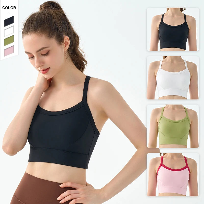 2024 New H-shaped Back Sports Bra for Women's Summer Shockproof Skin Friendly Naked Yoga Tank Top Advanced Pilates Fitness Bra