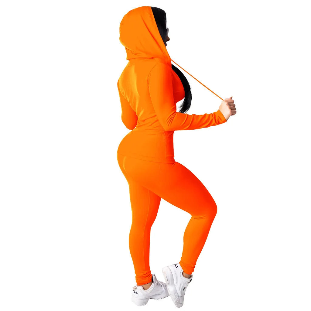 Trajes de Jogging para mujer, sudaderas con capucha informales con cremallera, Top, pantalones de chándal, trajes de Jogger, ropa deportiva femenina, invierno, 2 piezas