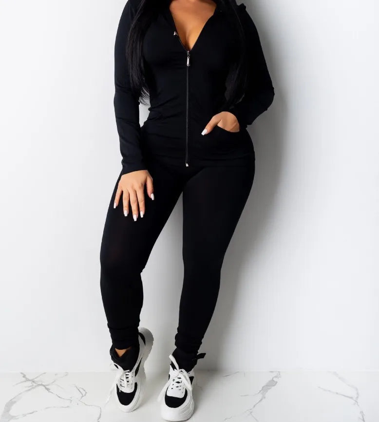 Trajes de Jogging para mujer, sudaderas con capucha informales con cremallera, Top, pantalones de chándal, trajes de Jogger, ropa deportiva femenina, invierno, 2 piezas