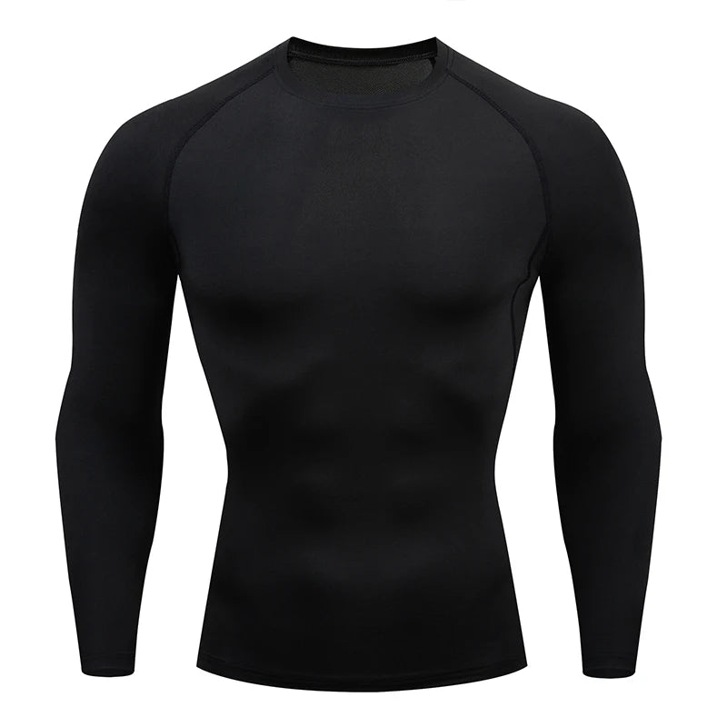 Camiseta de compresión para correr para hombre, camisa deportiva de manga apretado largo para entrenamiento, Jogging, ropa deportiva para gimnasio, ajuste seco, Rashgard