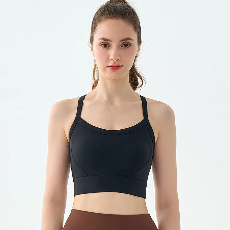 2024 New H-shaped Back Sports Bra for Women's Summer Shockproof Skin Friendly Naked Yoga Tank Top Advanced Pilates Fitness Bra