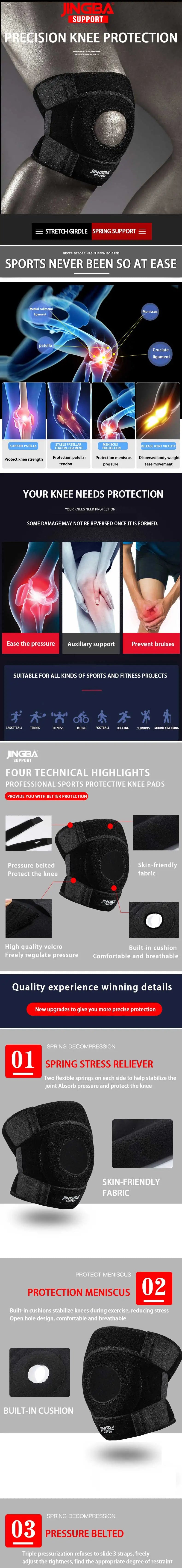 JINGBA SUPPORT rodillera voleibol rodillera deportes al aire libre baloncesto Anti-caída rodillera protector rodillera deportiva