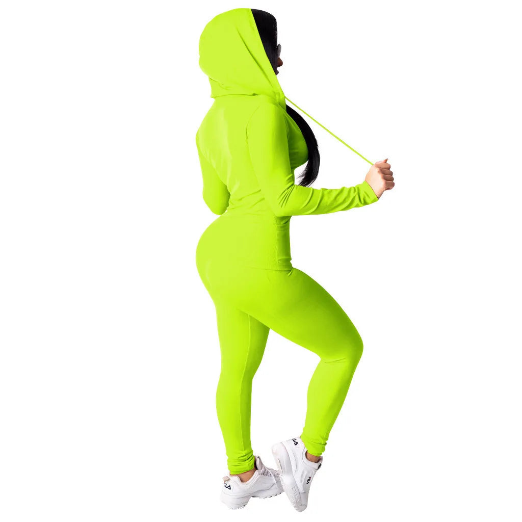 Trajes de Jogging para mujer, sudaderas con capucha informales con cremallera, Top, pantalones de chándal, trajes de Jogger, ropa deportiva femenina, invierno, 2 piezas