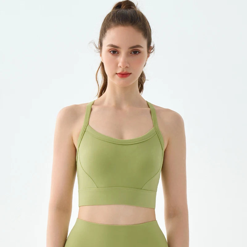 2024 New H-shaped Back Sports Bra for Women's Summer Shockproof Skin Friendly Naked Yoga Tank Top Advanced Pilates Fitness Bra