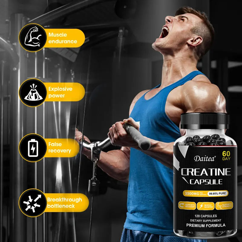 Suplemento de masa muscular Daitea: cápsulas / crecimiento muscular, deseo natural de rendimiento y resistencia