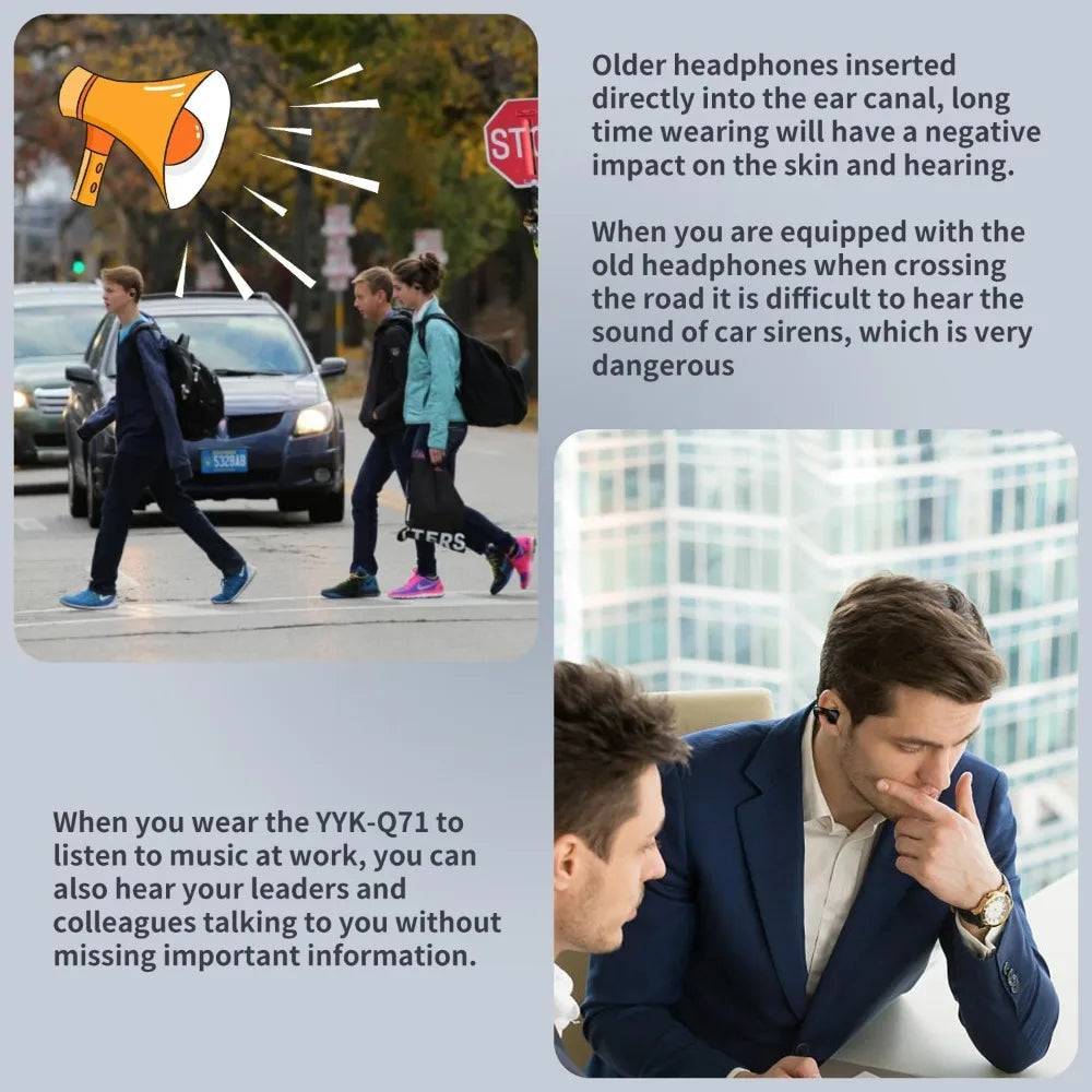 Auriculares deportivos inalámbricos de oreja abierta, auriculares BT inalámbricos con clip para Android iPhone, auriculares de conducción de aire para ciclismo, correr