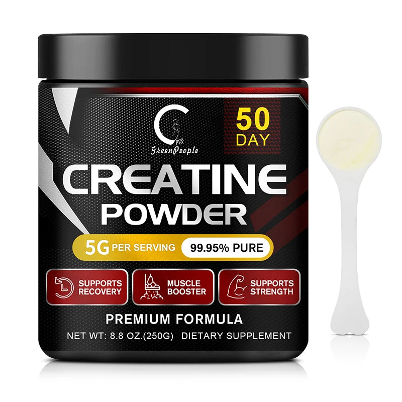 GPGP GreenPeople Polvo de monohidrato de creatina Polvo de creatina Recuperación muscular Constructor muscular para hombres y mujeres Suplementos de entrenamiento