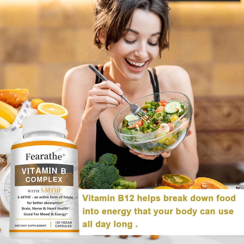 Complejo de vitamina B - Máximo absorción - Producción de energía celular, mantenimiento de niveles de energía general