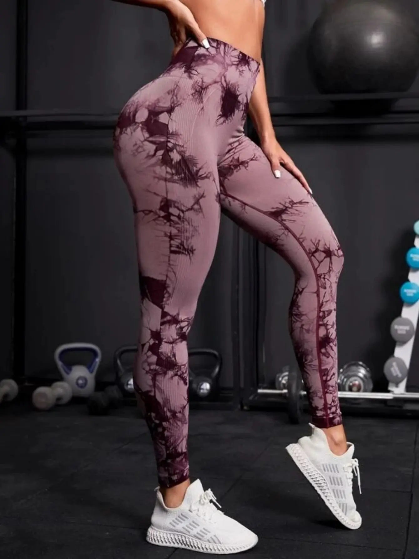 Mallas de cintura alta sin costuras para mujer, Leggings de teñido anudado, pantalones de Yoga para correr y Fitness, medias elásticas de punto de elevación de cadera