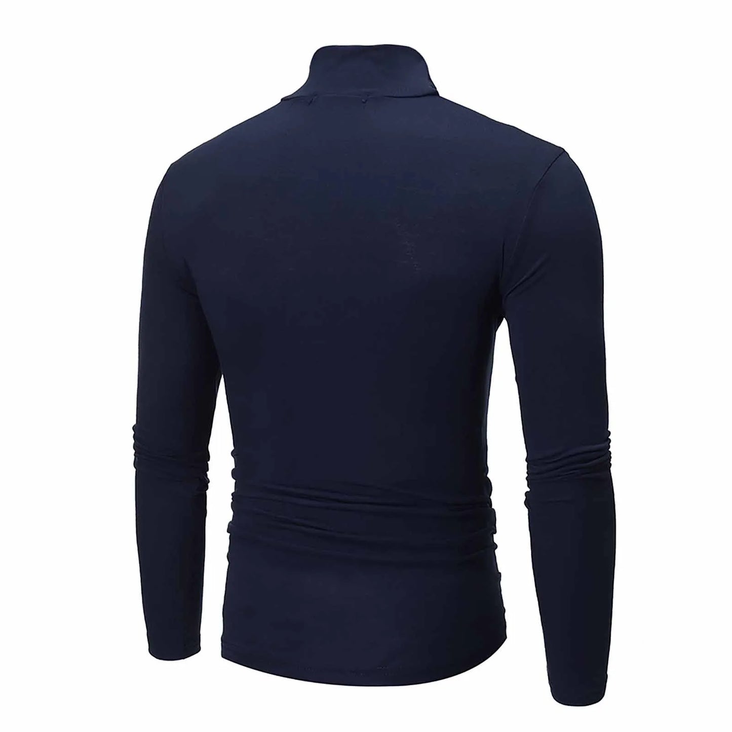 Camiseta básica lisa de fondo para hombre, Jersey informal ajustado de cuello alto básico, Tops finos de otoño y primavera