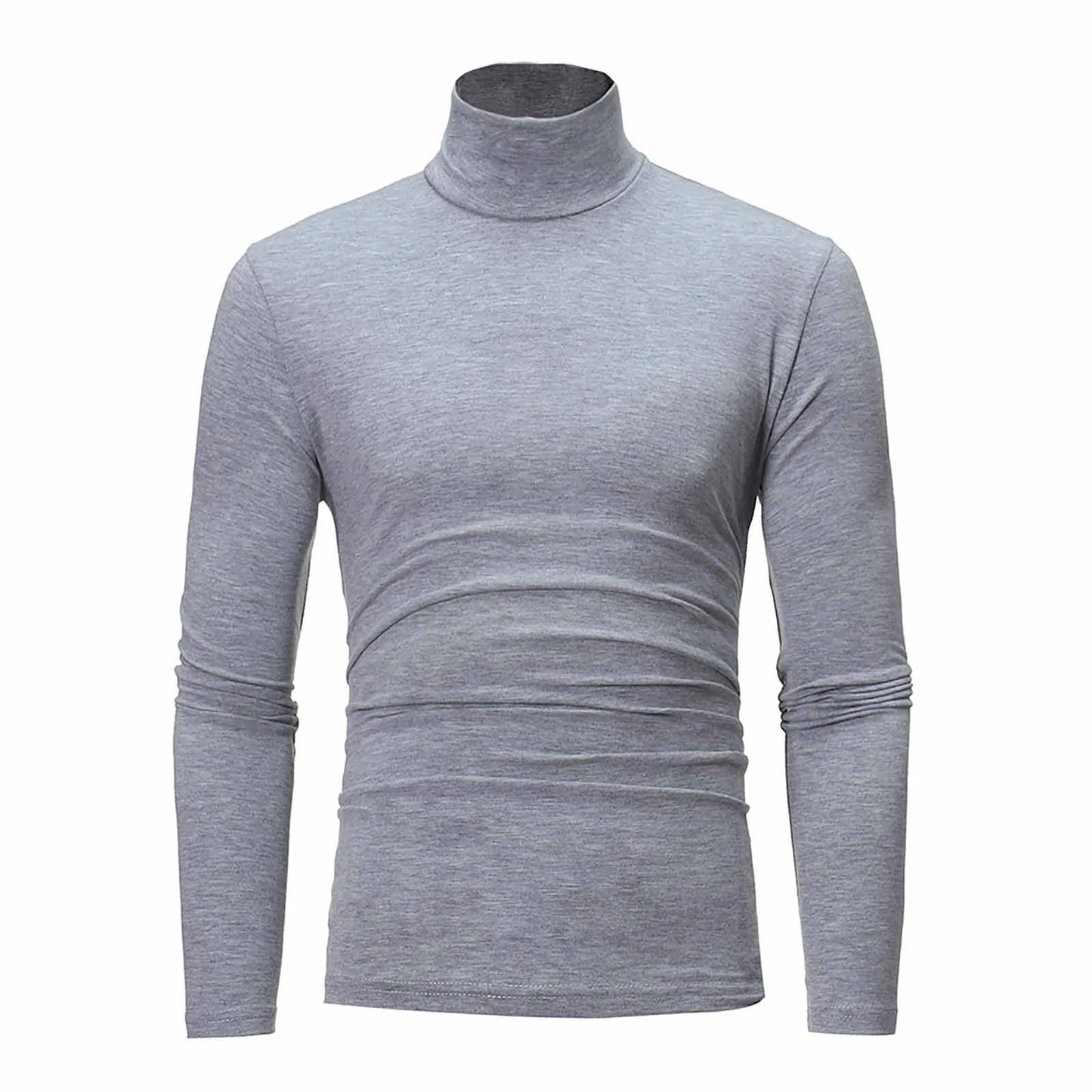 Camiseta básica lisa de fondo para hombre, Jersey informal ajustado de cuello alto básico, Tops finos de otoño y primavera