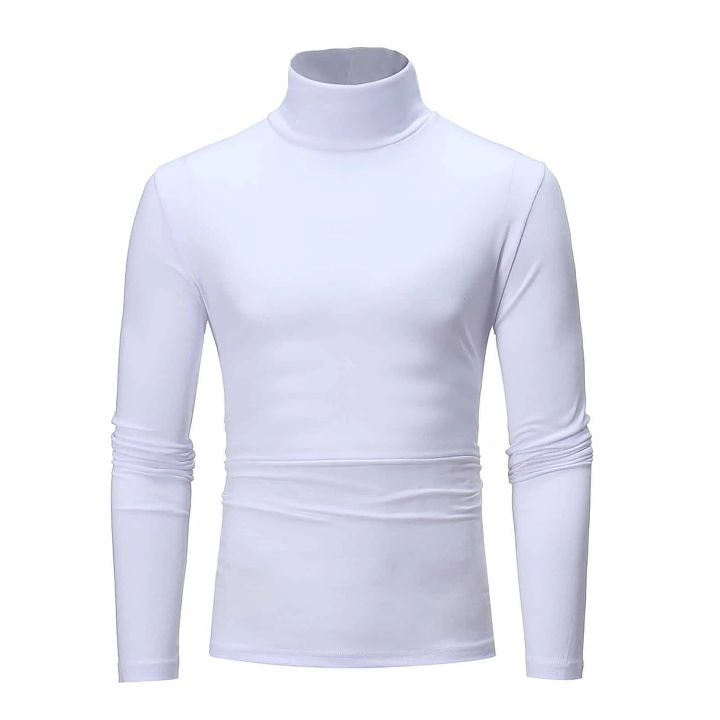 Camiseta básica lisa de fondo para hombre, Jersey informal ajustado de cuello alto básico, Tops finos de otoño y primavera