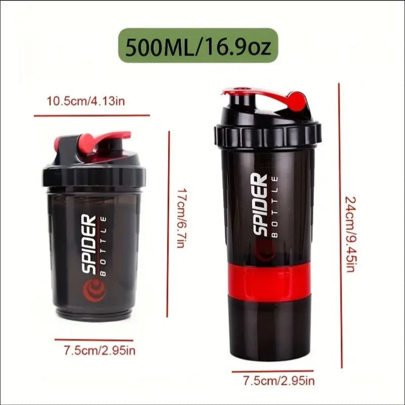 Botella coctelera con contenedor de energía, 2 niveles, batidos de proteínas, botella coctelera en polvo, botella de agua deportiva, Ideal para deportes, gimnasio y Fitness