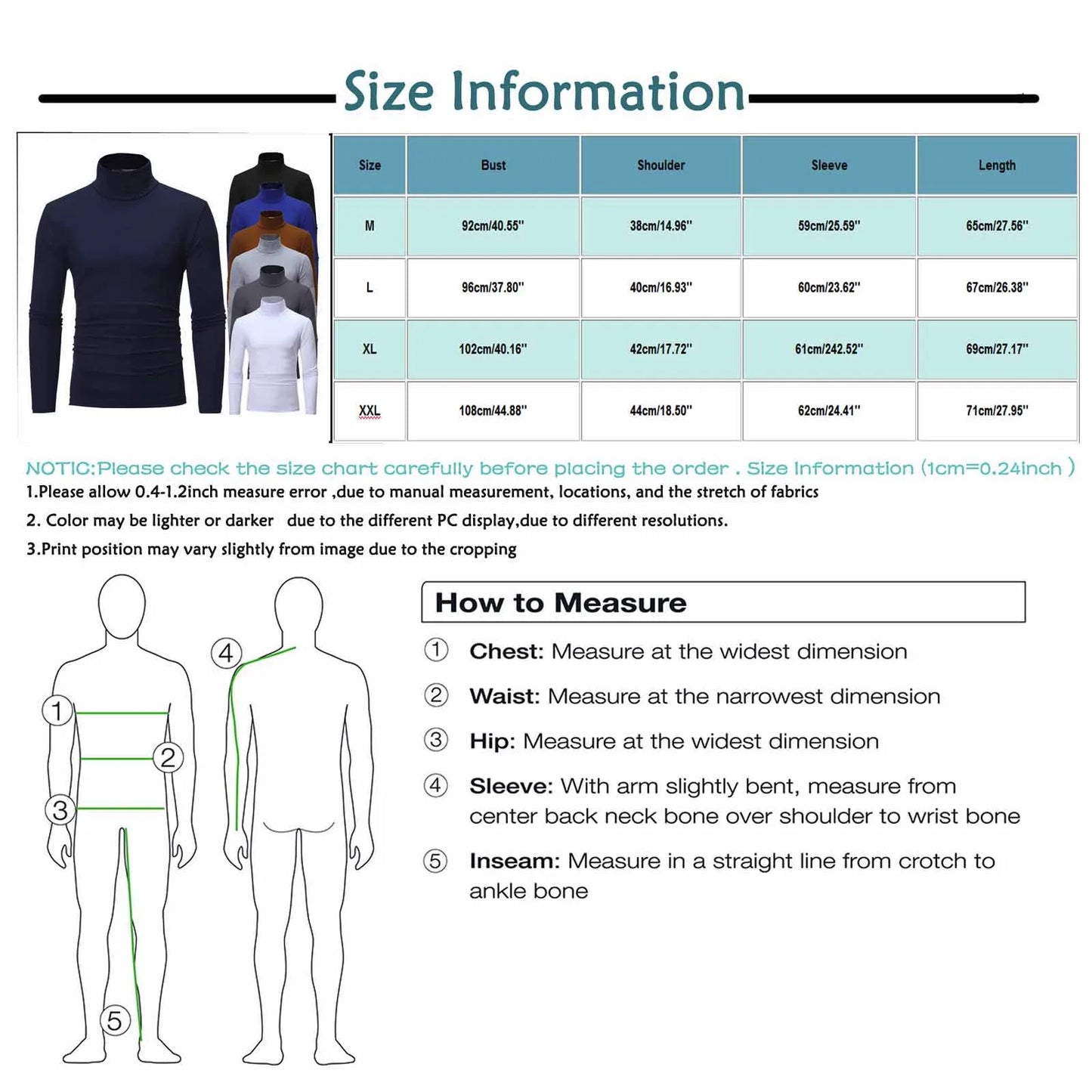 Camiseta básica lisa de fondo para hombre, Jersey informal ajustado de cuello alto básico, Tops finos de otoño y primavera