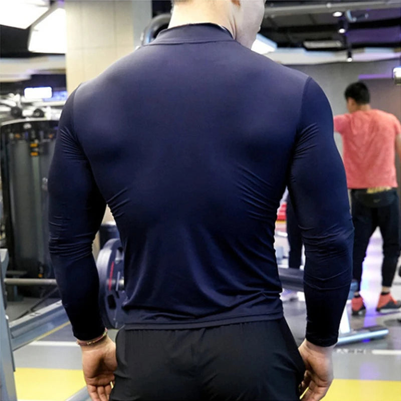 Camiseta de manga larga para hombre, camiseta de compresión de secado rápido para gimnasio, camisas informales de gran tamaño, Tops, blusa transpirable, camisetas, ropa para hombre