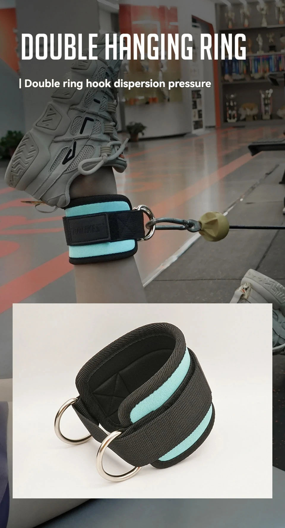 AOLIKES-Puños acolchados ajustables para muñeca y tobillo, correas acolchadas, anillo en D, cola para máquina de Cable, Ideal para ejercicios de glúteos