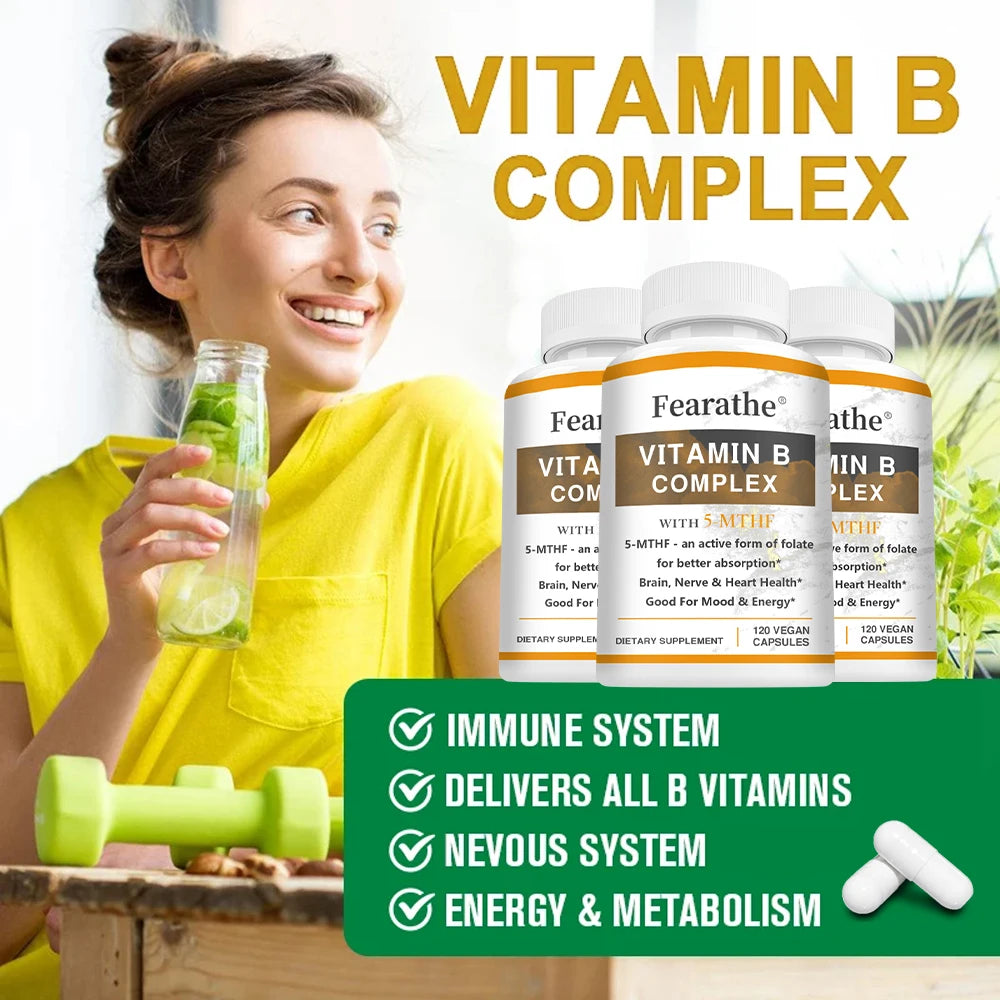 Complejo de vitamina B - Máximo absorción - Producción de energía celular, mantenimiento de niveles de energía general