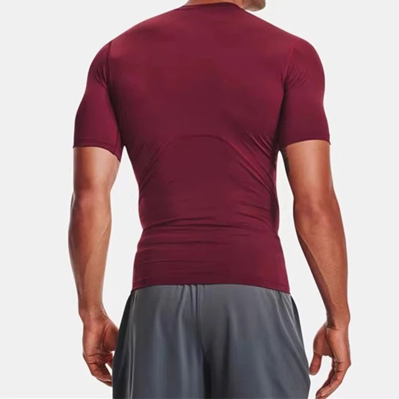Camiseta para correr para hombre, camisetas deportivas de manga corta de verano para hombre, camiseta de entrenamiento, medias ajustadas, camisetas de compresión para gimnasio y Fitness para hombre