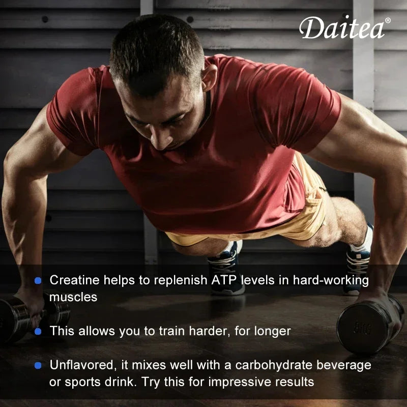Daitea Creatine Monohidratos de 3000 mg: Fuerza, Músculo y Rendimiento, Suplemento Nutritivo para Adultos Compatible con Keto