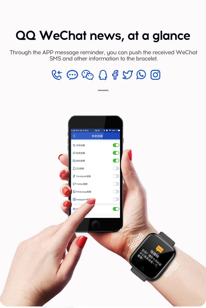 Reloj inteligente multifuncional para hombre y mujer, pulsera deportiva con Bluetooth, Monitor de sueño y música, D20, Y68
