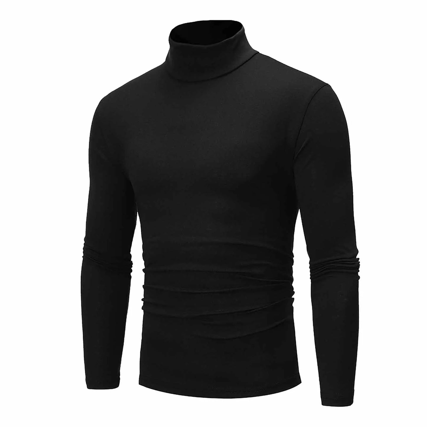 Camiseta básica lisa de fondo para hombre, Jersey informal ajustado de cuello alto básico, Tops finos de otoño y primavera