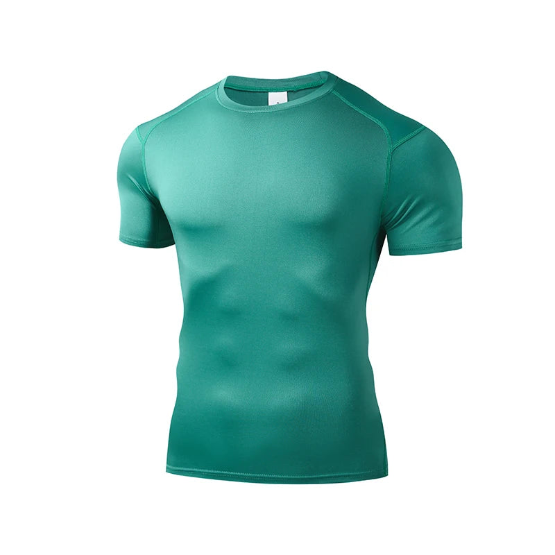 Camiseta para correr para hombre, camisetas deportivas de manga corta de verano para hombre, camiseta de entrenamiento, medias ajustadas, camisetas de compresión para gimnasio y Fitness para hombre