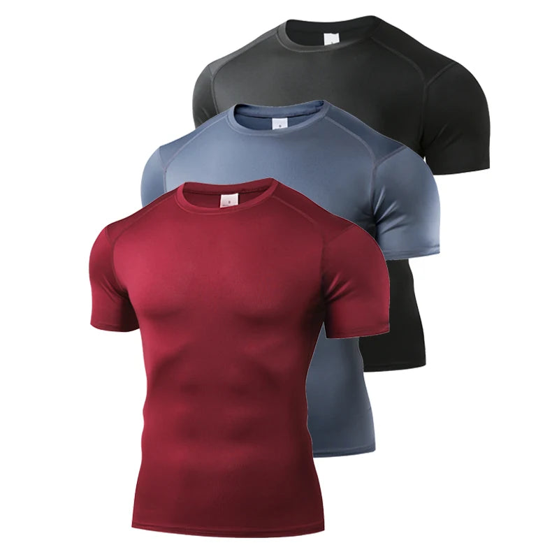 Camiseta para correr para hombre, camisetas deportivas de manga corta de verano para hombre, camiseta de entrenamiento, medias ajustadas, camisetas de compresión para gimnasio y Fitness para hombre