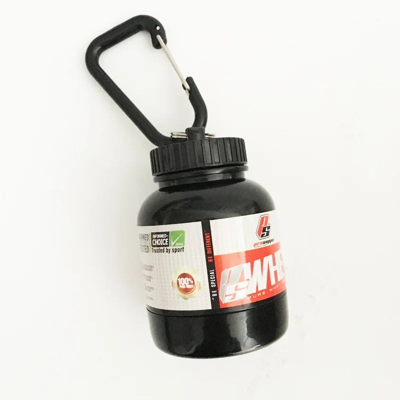 Contenedor de proteína en polvo ZK30, organizador de pastillas, llavero de proteínas, nutrición deportiva, botella de agua, llavero de proteína de suero deportivo