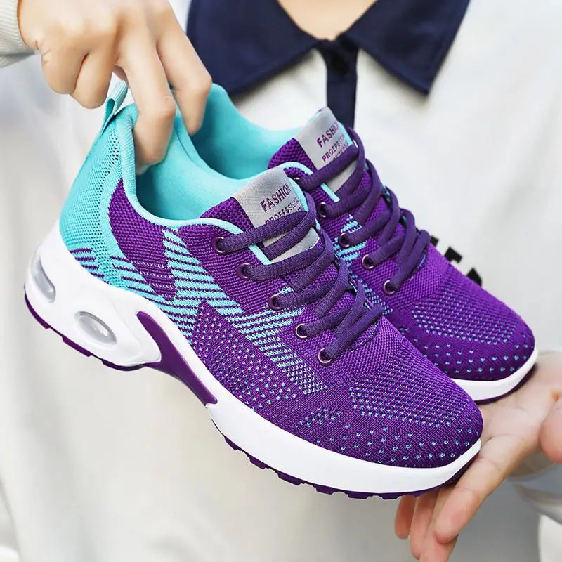 Zapatos de mujer, zapatillas informales, suela blanda, zapatos informales transpirables de malla, zapatos de viaje ligeros para correr, zapatos de verano para mujer