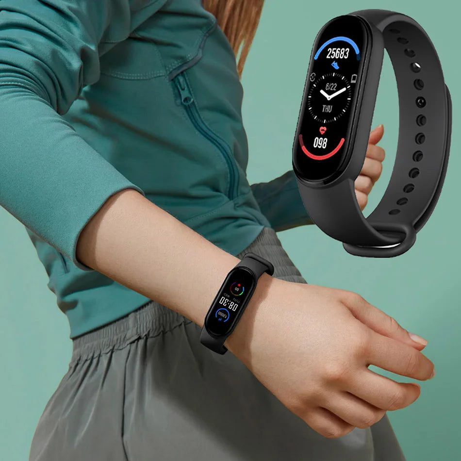 Reloj inteligente M6 para hombre y mujer, pulsera deportiva con Monitor de frecuencia cardíaca y presión arterial, resistente al agua, multifunción