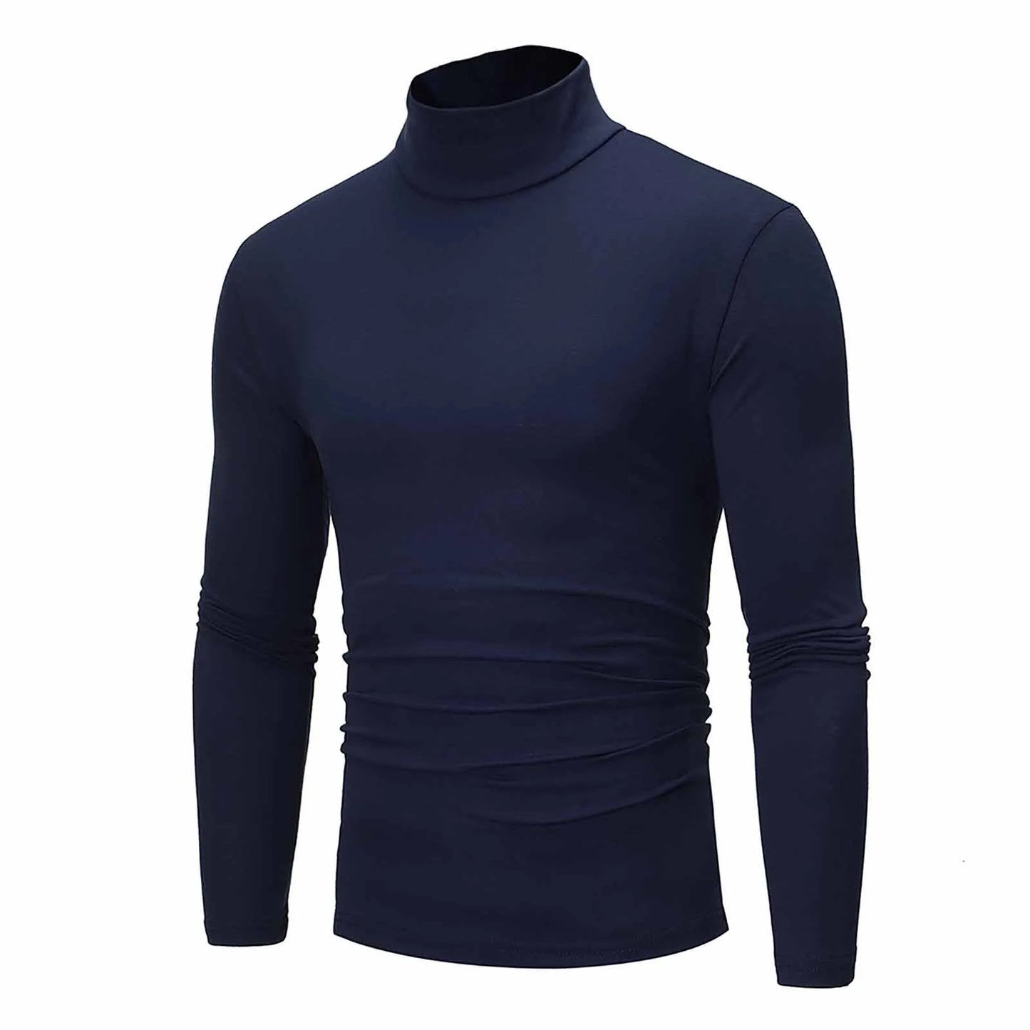 Camiseta básica lisa de fondo para hombre, Jersey informal ajustado de cuello alto básico, Tops finos de otoño y primavera