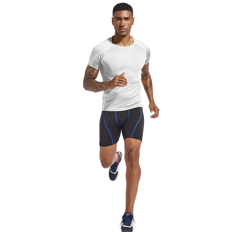 Camiseta para correr para hombre, ropa deportiva de verano, camiseta ajustada para gimnasio, camisetas deportivas para Fitness, medias atléticas elásticas, camisas de compresión para hombre