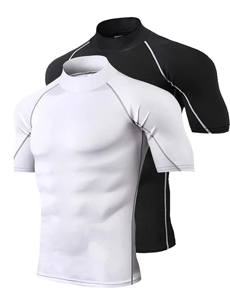 Camiseta de compresión para hombre, ropa deportiva de culturismo, camisetas de entrenamiento de secado rápido de manga corta, camisetas deportivas, camiseta para gimnasio y correr para hombre