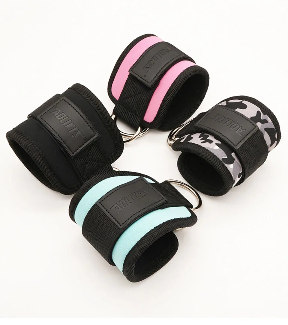 AOLIKES-Puños acolchados ajustables para muñeca y tobillo, correas acolchadas, anillo en D, cola para máquina de Cable, Ideal para ejercicios de glúteos