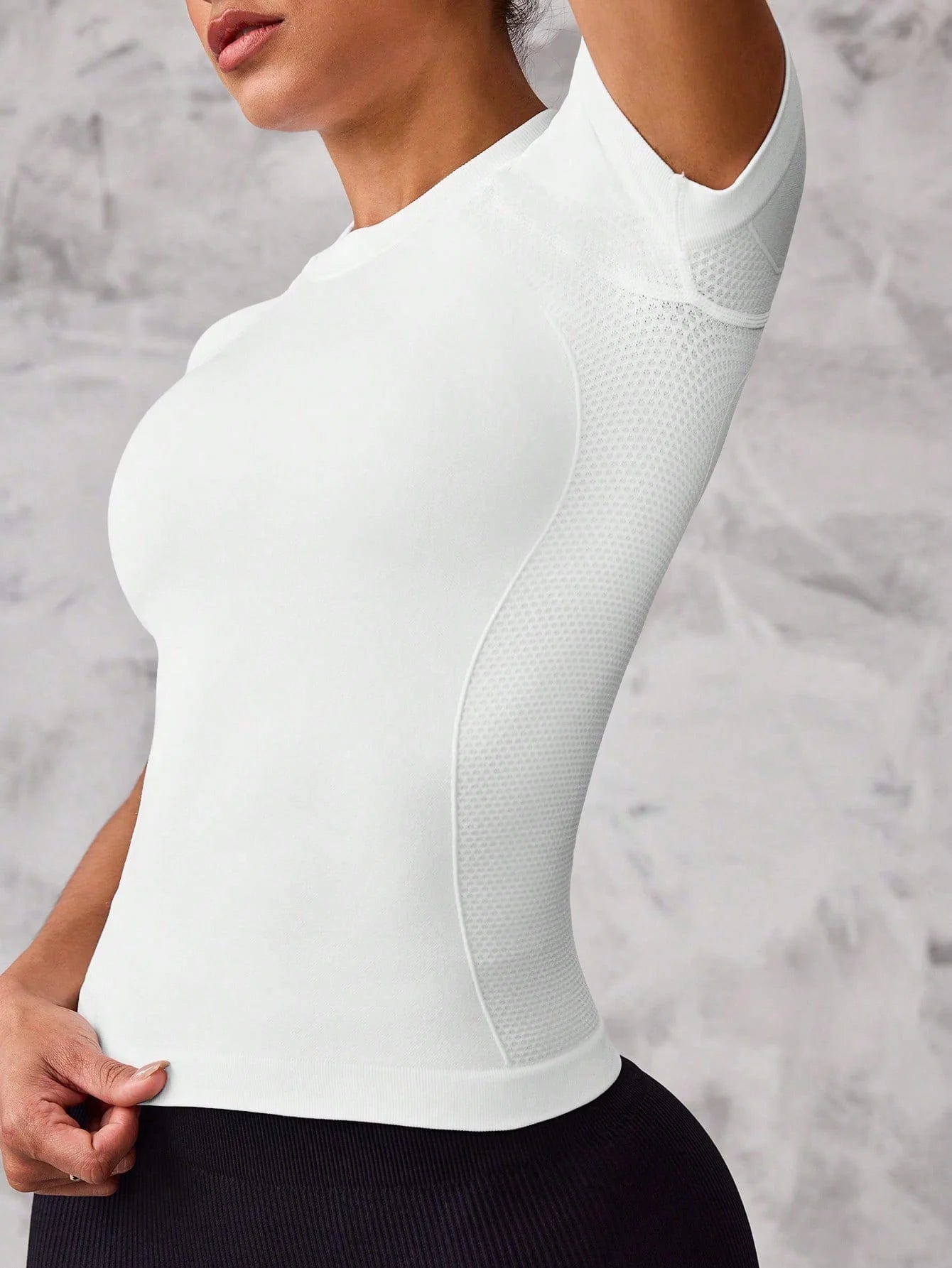 Top deportivo de manga corta para mujer, tejido transpirable y de secado rápido, adecuado para correr y yoga,