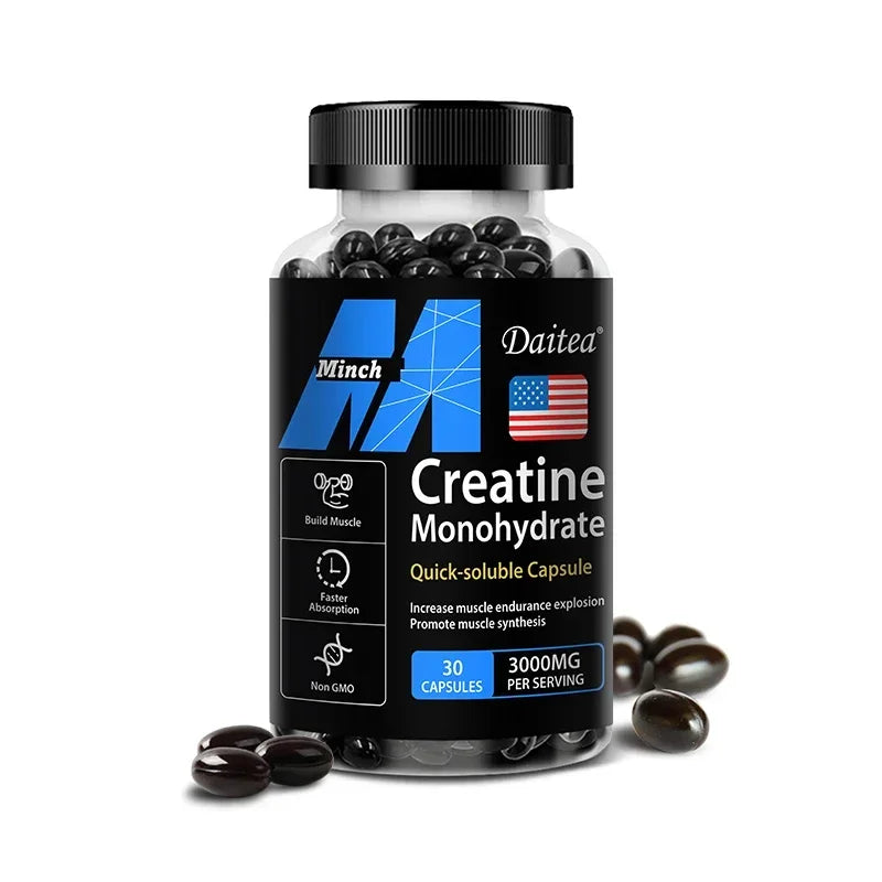 Daitea Creatine Monohidratos de 3000 mg: Fuerza, Músculo y Rendimiento, Suplemento Nutritivo para Adultos Compatible con Keto
