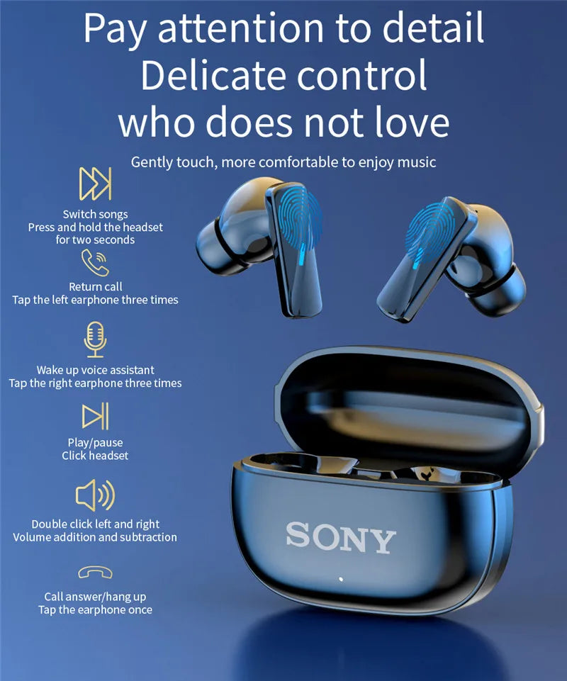 Auriculares y auriculares Bluetooth inalámbricos Sony, tapones para los oídos intrauditivos, impermeables, Fitness, movimiento, música, Hedset, funda con tapa