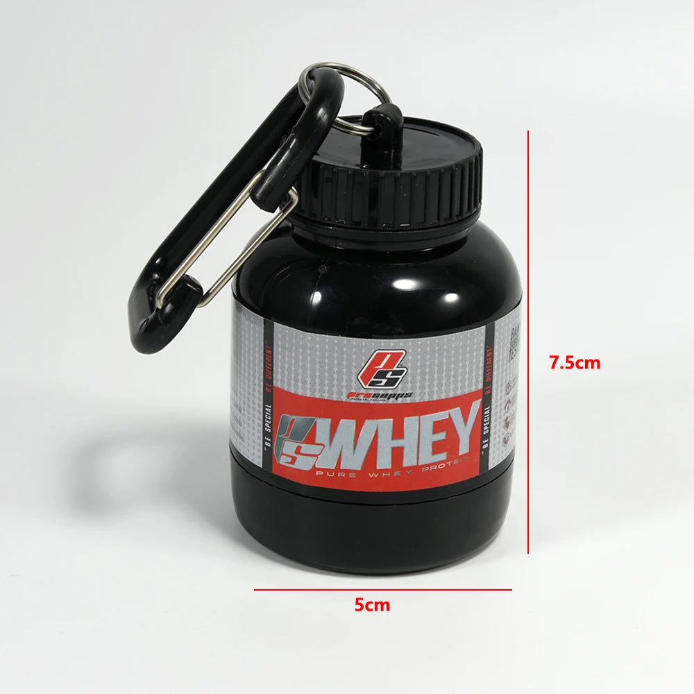 Contenedor de proteína en polvo ZK30, organizador de pastillas, llavero de proteínas, nutrición deportiva, botella de agua, llavero de proteína de suero deportivo