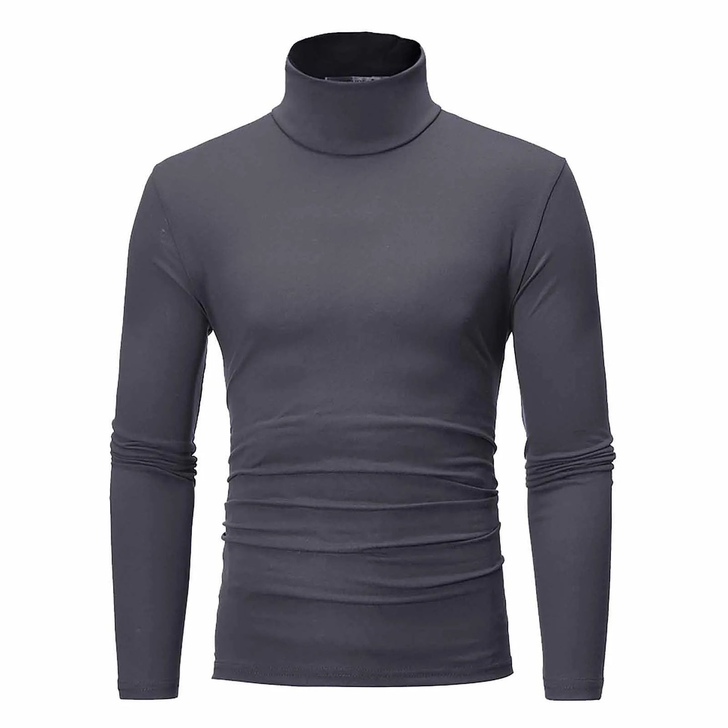 Camiseta básica lisa de fondo para hombre, Jersey informal ajustado de cuello alto básico, Tops finos de otoño y primavera