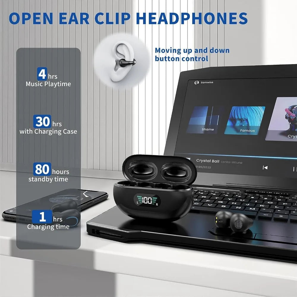 Auriculares deportivos inalámbricos de oreja abierta, auriculares BT inalámbricos con clip para Android iPhone, auriculares de conducción de aire para ciclismo, correr
