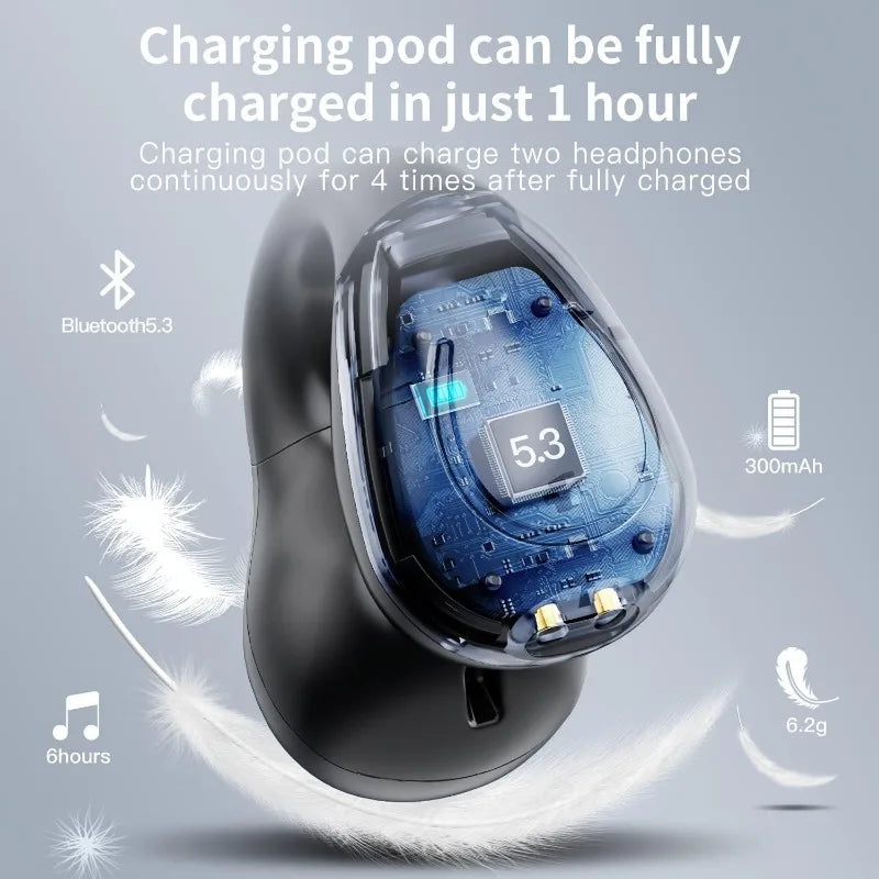 Auriculares deportivos inalámbricos de oreja abierta, auriculares BT inalámbricos con clip para Android iPhone, auriculares de conducción de aire para ciclismo, correr