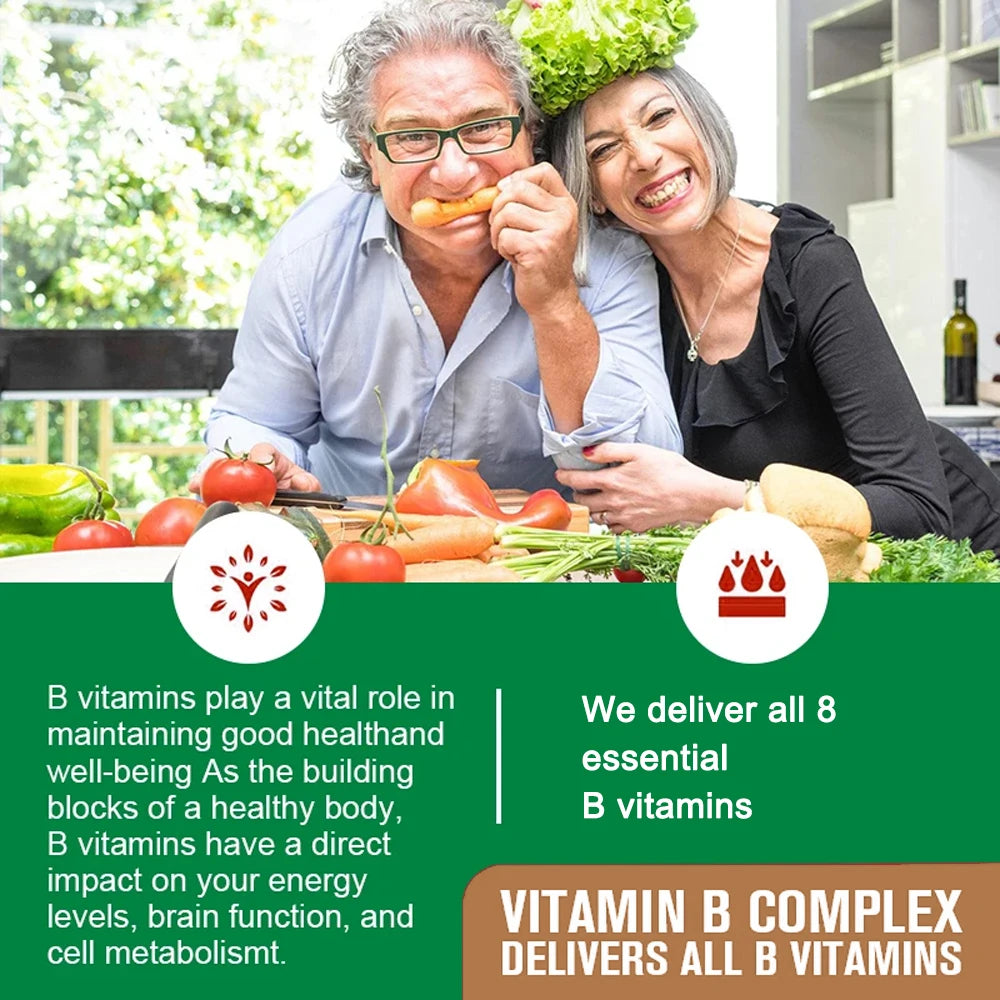 Complejo de vitamina B - Máximo absorción - Producción de energía celular, mantenimiento de niveles de energía general