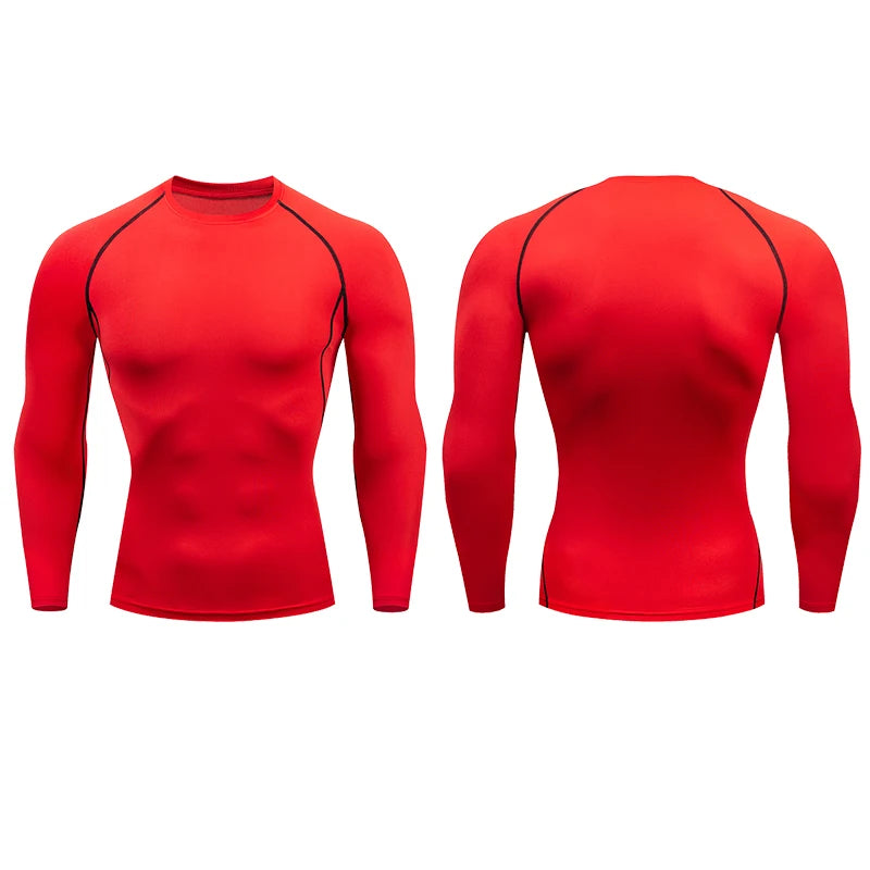 Camiseta de compresión para correr para hombre, camisa deportiva de manga apretado largo para entrenamiento, Jogging, ropa deportiva para gimnasio, ajuste seco, Rashgard