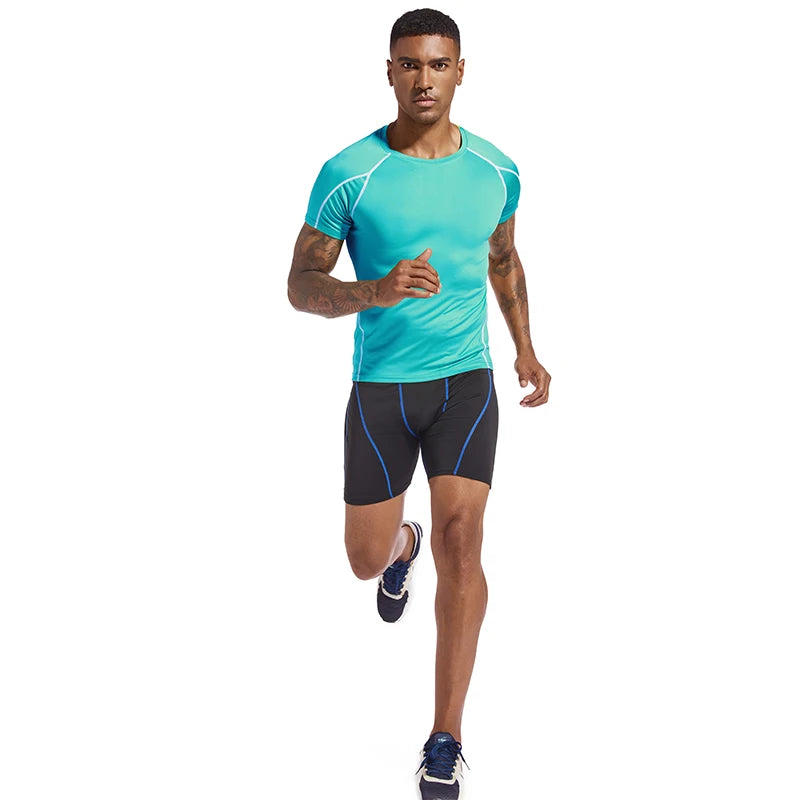 Camiseta para correr para hombre, ropa deportiva de verano, camiseta ajustada para gimnasio, camisetas deportivas para Fitness, medias atléticas elásticas, camisas de compresión para hombre