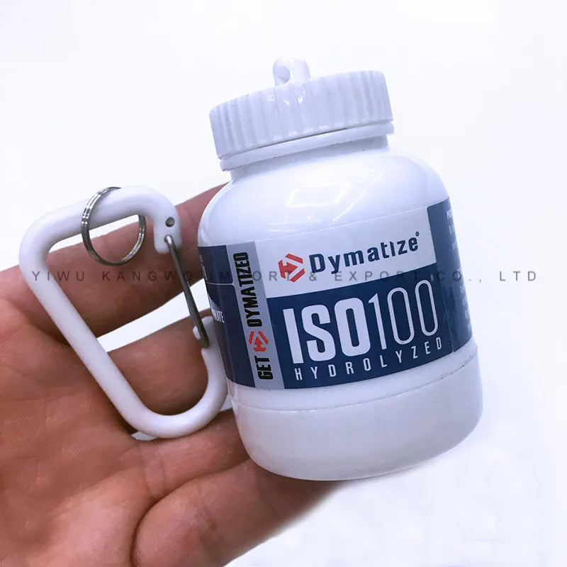 Contenedor de proteína en polvo ZK30, organizador de pastillas, llavero de proteínas, nutrición deportiva, botella de agua, llavero de proteína de suero deportivo