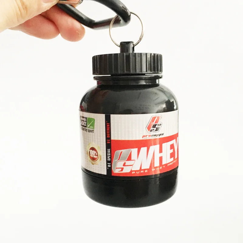 Contenedor de proteína en polvo ZK30, organizador de pastillas, llavero de proteínas, nutrición deportiva, botella de agua, llavero de proteína de suero deportivo