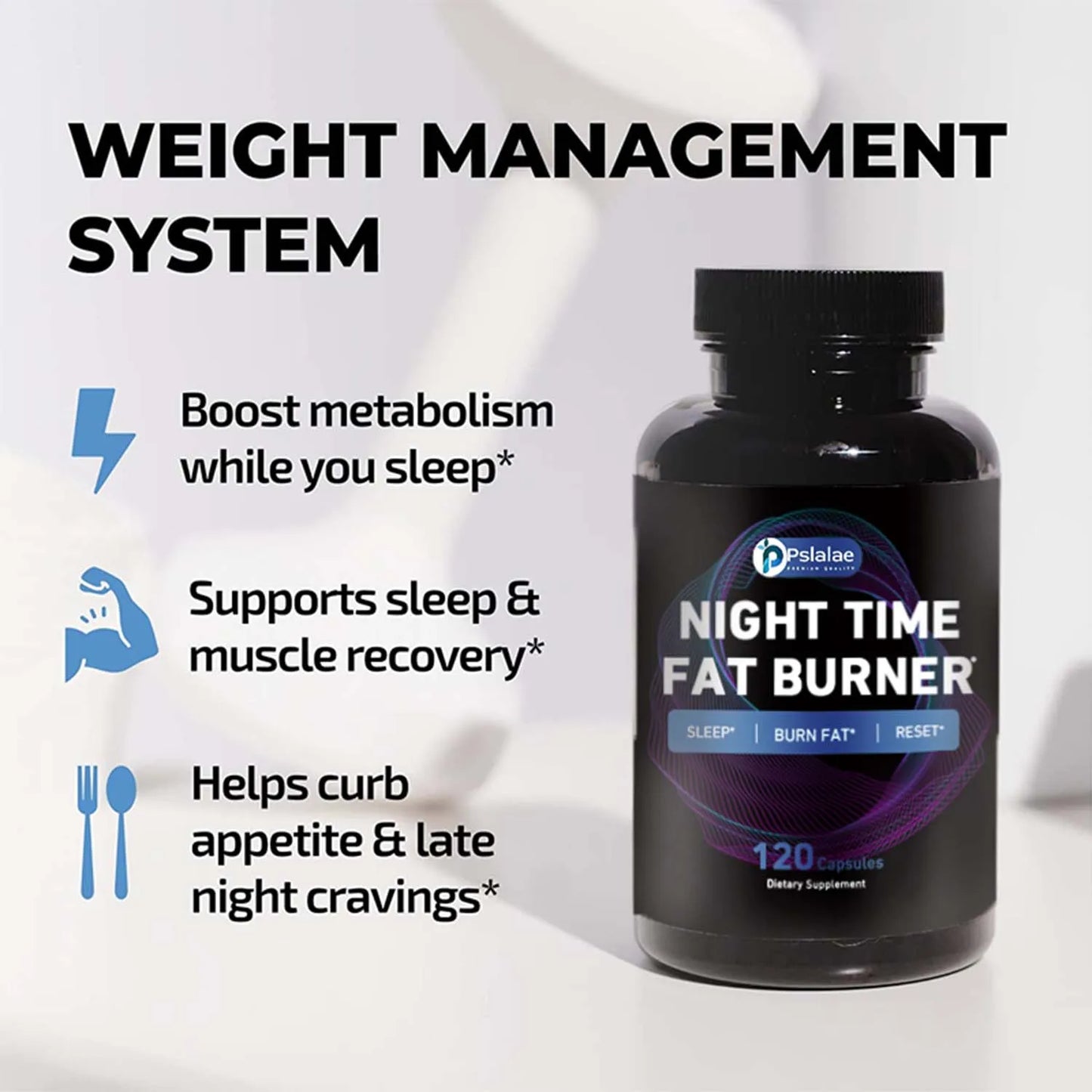 Soporte del metabolismo nocturno: quema de grasa, estimulación del metabolismo, supresor del apetito, gestión saludable del peso - 120 cápsulas