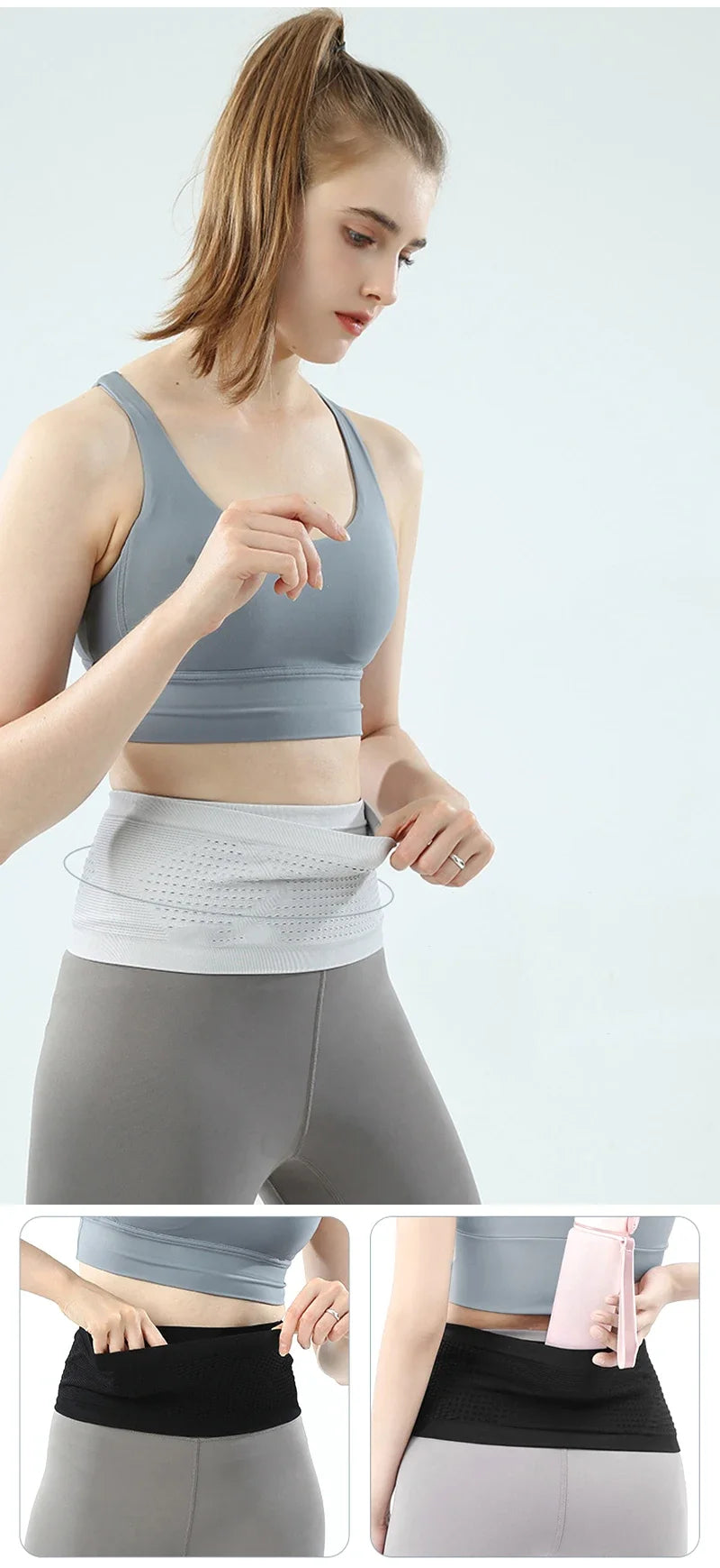 Riñonera deportiva Invisible sin costuras para correr, riñonera para gimnasio, bolsa ligera y transpirable para teléfono, bolsa elástica portátil para ciclismo